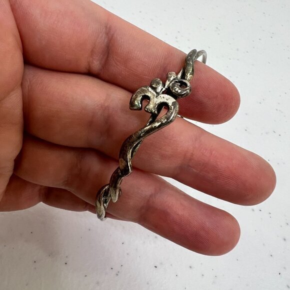 Alex & Ani Om Symbol Karma Horizontal Silver Charm Bangle Bracelet Wire Wrap - Picture 7 of 8